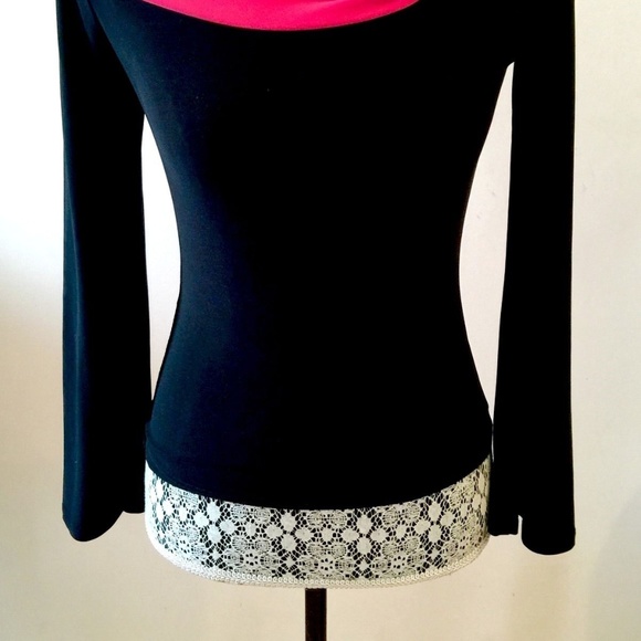 MUZZANGHEE BLACK & PINK BROOCH BUCKLE TOP BLOUSE S - Picture 2 of 6
